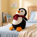 Peluche de Pingüino Navideño 30 cm para Niños Color Blanco y Negro