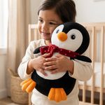 Peluche de Pingüino Navideño 30 cm para Niños Color Blanco y Negro
