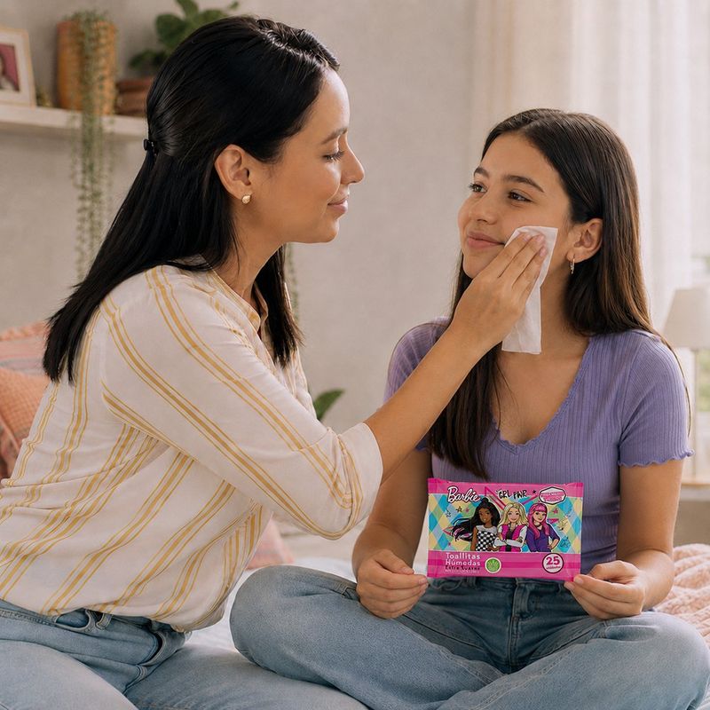 Toallas Húmedas Barbie con Sábila para Manos y Rostro, 25 Unidades
