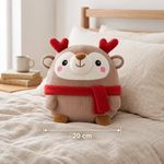 Peluche de Reno Navideño con Bufanda Roja 20 Cm para Niños Color Café