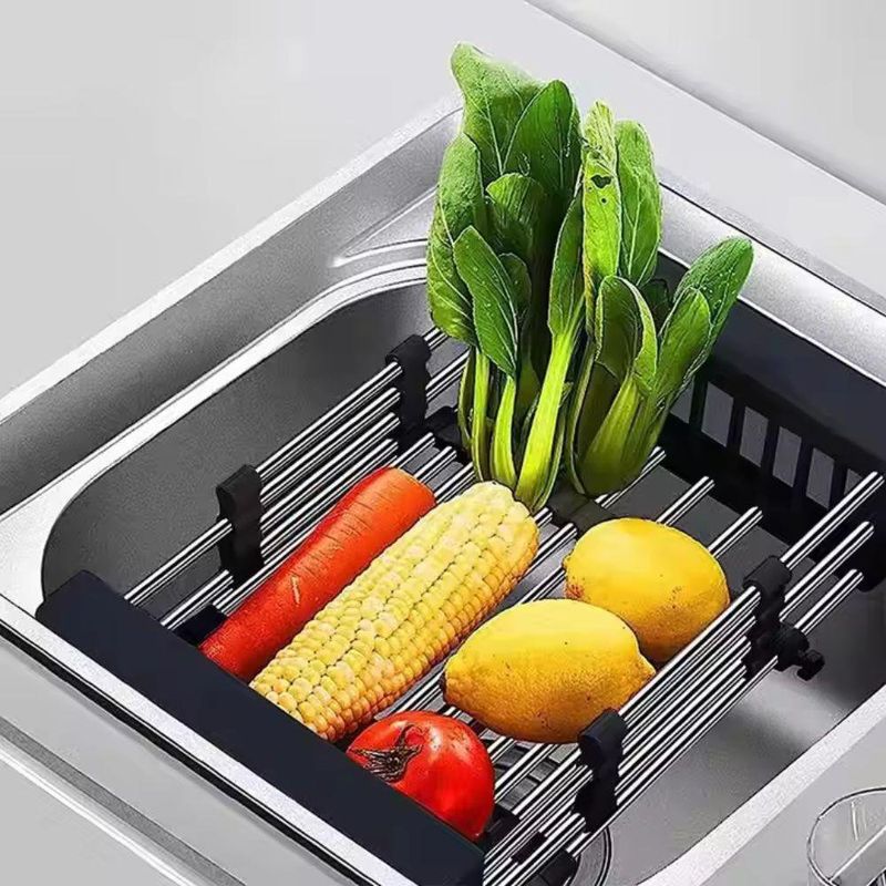 Escurridor Expandible para Fregadero de Acero Inoxidable Negro