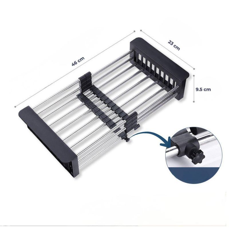 Escurridor Expandible para Fregadero de Acero Inoxidable Negro