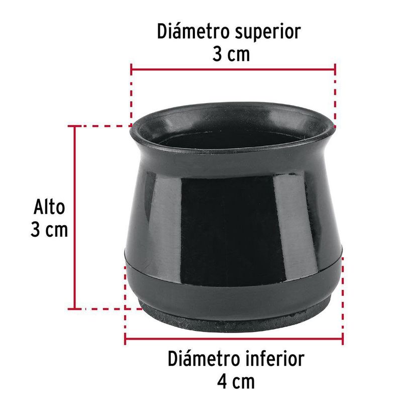 Protectores para Patas de Silla Color Negro en Set de 24