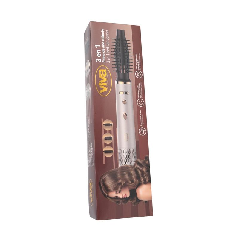 Cepillo para Cabello Eléctrico 3 en 1 con Aire Caliente y Cable Giratorio