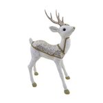 Figura Decorativa Venado Navideño 44 cm Blanco Marfil y Dorado
