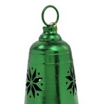 Campana Colgante Navideña de Metal 22 cm Diseño Copo Verde