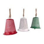 Set de 3 Cascabeles Colgantes Navideños de Metal 33 cm Diseño de Campanas - Presentación Surtida
