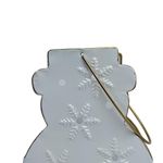 Farol Decorativo Navideño de Metal 26 cm Diseño Muñeco de Nieve Frosty Blanco
