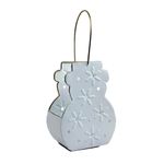 Farol Decorativo Navideño de Metal 26 cm Diseño Muñeco de Nieve Frosty Blanco