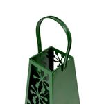 Linterna Decorativa Navideña de Metal 25 cm Diseño Copos Verde