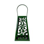 Linterna Decorativa Navideña de Metal 25 cm Diseño Copos Verde