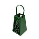 Linterna Decorativa Navideña de Metal 25 cm Diseño Copos Verde