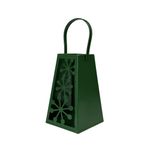 Linterna Decorativa Navideña de Metal 25 cm Diseño Copos Verde