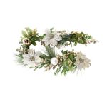 Guirnalda Navideña con Flores de Pascua y Esferas 150 cm Verde y Dorado