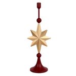 Candelero Navideño de Metal 54.5 cm Diseño con Estrella Rojo y Dorado