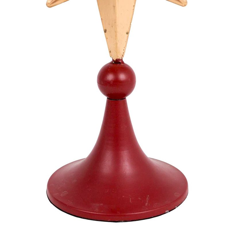 Candelero Navideño de Metal 54.5 cm Diseño con Estrella Rojo y Dorado