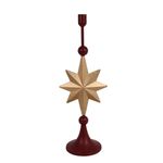 Candelero Navideño de Metal 54.5 cm Diseño con Estrella Rojo y Dorado