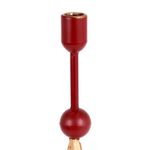 Candelero Navideño de Metal 54.5 cm Diseño con Estrella Rojo y Dorado