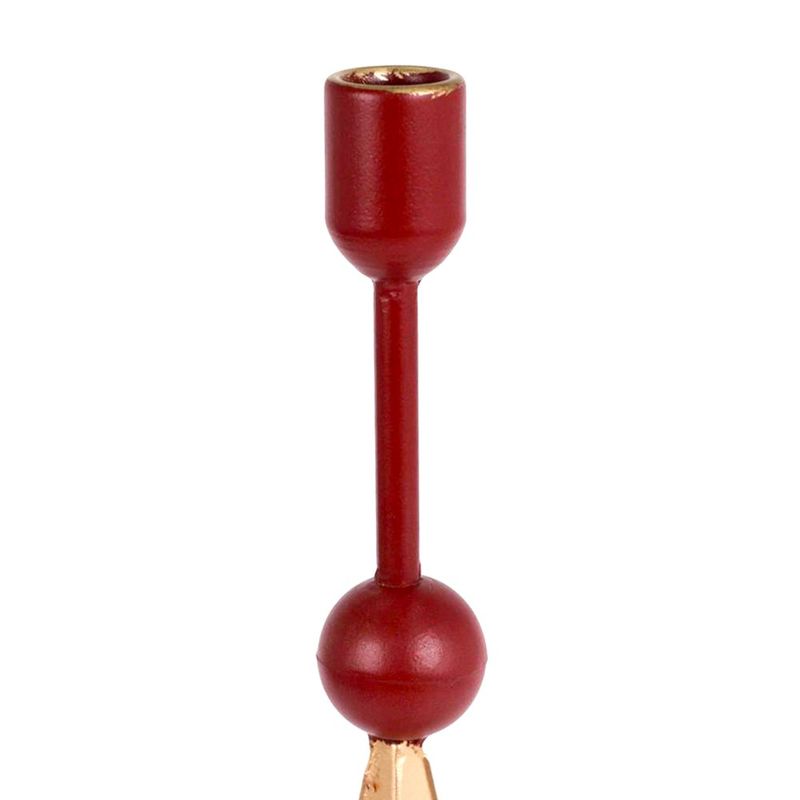 Candelero Navideño de Metal 54.5 cm Diseño con Estrella Rojo y Dorado