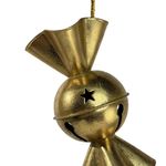 Cascabel Colgante Navideño de Metal 16.5 cm Diseño Dulce Dorado