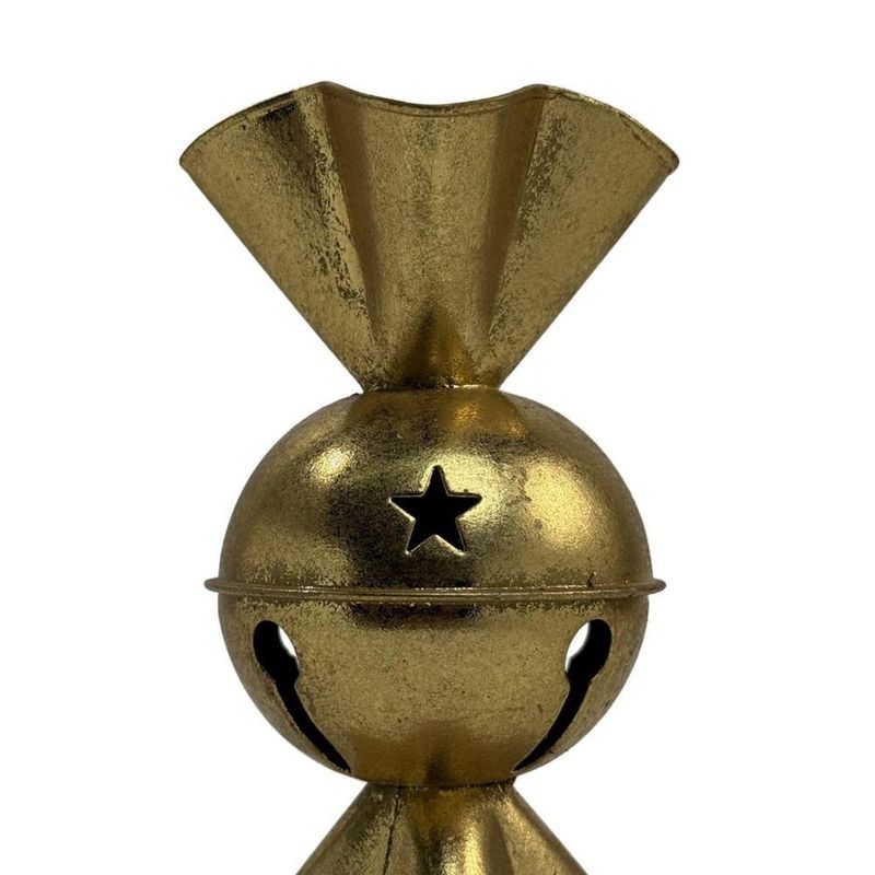 Cascabel Colgante Navideño de Metal 16.5 cm Diseño Dulce Dorado