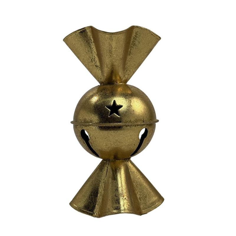 Cascabel Colgante Navideño de Metal 16.5 cm Diseño Dulce Dorado