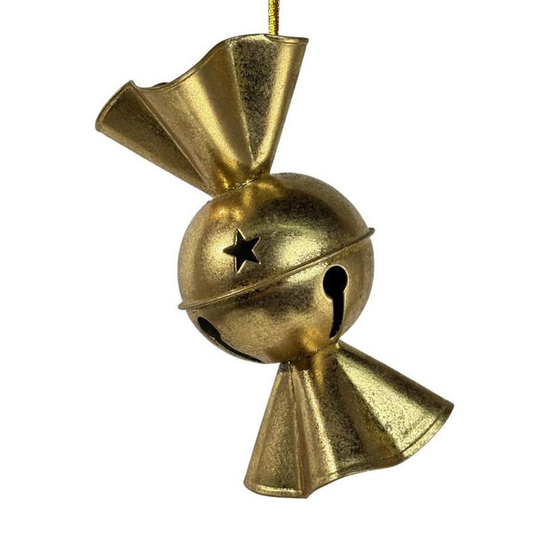Cascabel Colgante Navideño de Metal 16.5 cm Diseño Dulce Dorado