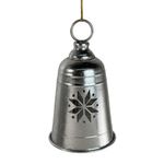 Campana Colgante Navideña de Metal 22 cm Diseño Copo Plateada
