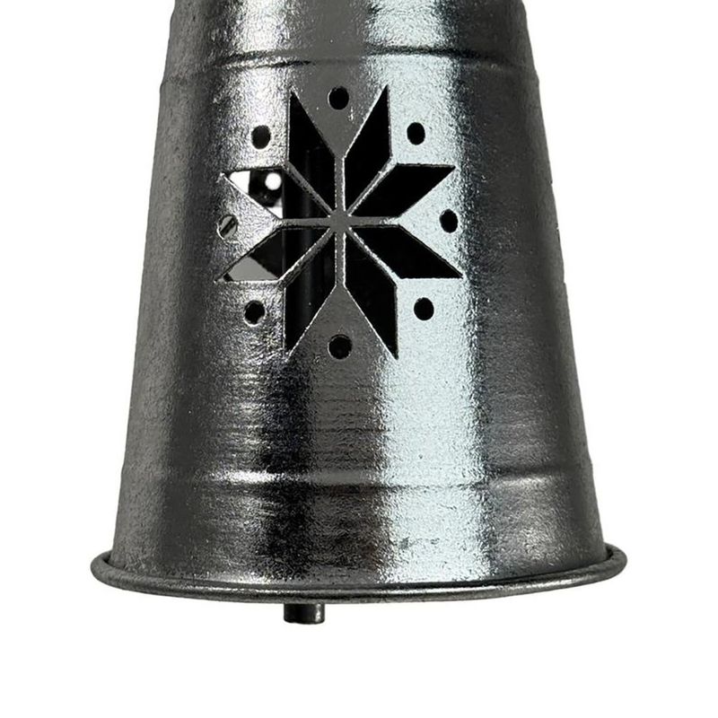 Campana Colgante Navideña de Metal 22 cm Diseño Copo Plateada