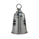 Campana Colgante Navideña de Metal 22 cm Diseño Copo Plateada