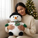 Peluche de Muñeco de Nieve Navideño 30 cm para Niños Color Blanco y Negro