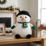 Peluche de Muñeco de Nieve Navideño 30 cm para Niños Color Blanco y Negro