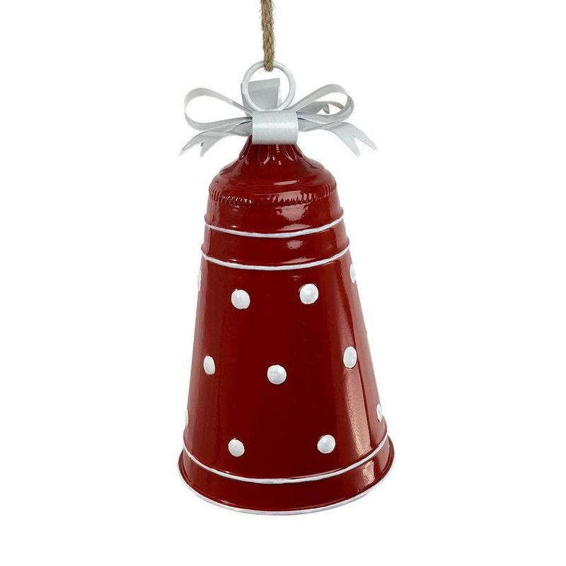 Set de 2 Campanas Colgantes Navideños de Metal 28.5 cm Diseño Puntos