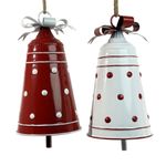Set de 2 Campanas Colgantes Navideños de Metal 28.5 cm Diseño Puntos