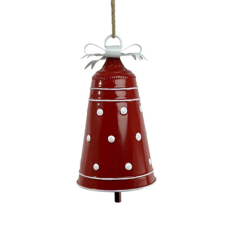 Set de 2 Campanas Colgantes Navideños de Metal 28.5 cm Diseño Puntos