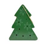Linterna Decorativa Navideña de Metal 26 cm Diseño Pino Verde con Asa