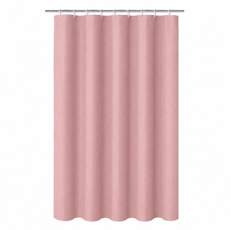 Set de Cortina para Baño con Liner y 12 Ganchos 178 x 183 cm Diseño Rombos Rosado