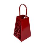 Linterna Decorativa Navideña de Metal 25 cm Diseño Copos Rojo