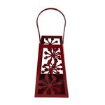 Linterna Decorativa Navideña de Metal 25 cm Diseño Copos Rojo