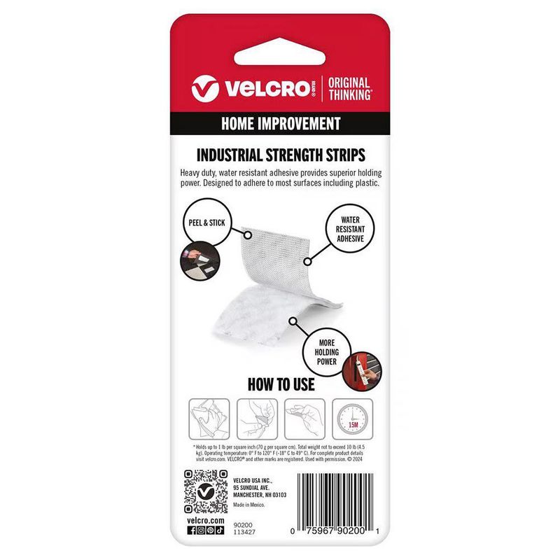 Velcro Industrial Rectangular de 4x2 plg, Paquete con 2 Unidades Color Blanco