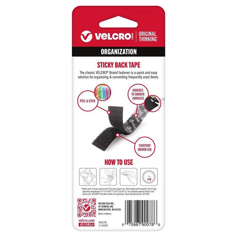 Velcro Multiuso Rollo de 18 x 3/4 plg Color Negro