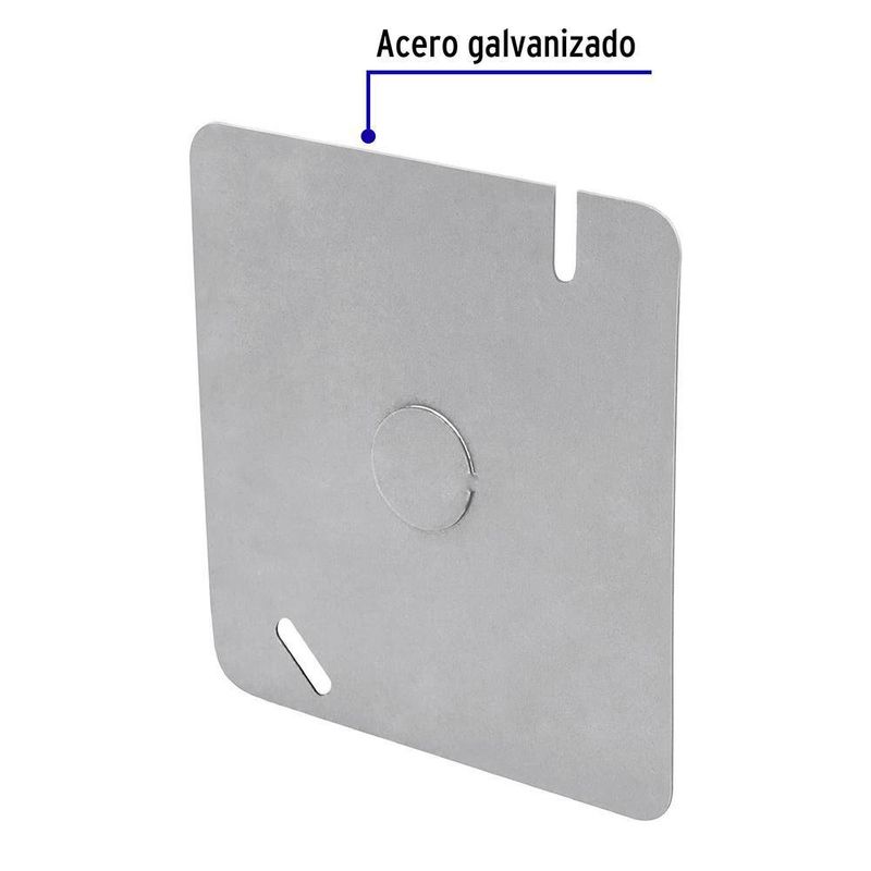 Tapa Cuadrada para Caja Eléctrica de 4x4 plg Acabado Galvanizado