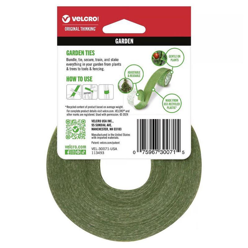 Velcro para Jardín en Rollo de 50 Pies x 1/2 plg Color Verde