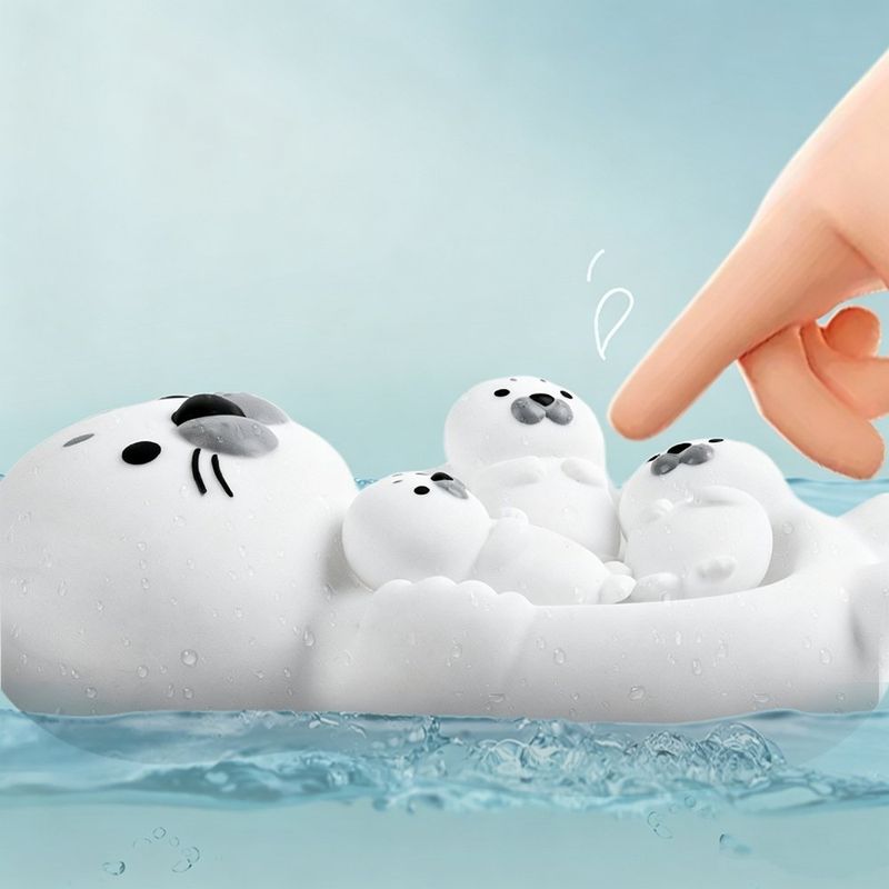 Set de Juguetes de Baño Flotantes para Bebé Diseño Animales Marinos Color Blanco 4 Piezas