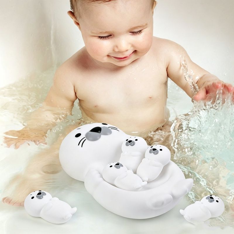 Set de Juguetes de Baño Flotantes para Bebé Diseño Animales Marinos Color Blanco 4 Piezas