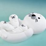 Set de Juguetes de Baño Flotantes para Bebé Diseño Animales Marinos Color Blanco 4 Piezas