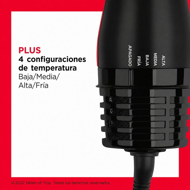 Cepillo Secador One Step Volumizer Plus 2 en 1 con Tecnología Iónica Negro y Rojo