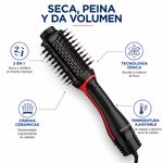 Cepillo Secador One Step Volumizer Plus 2 en 1 con Tecnología Iónica Negro y Rojo