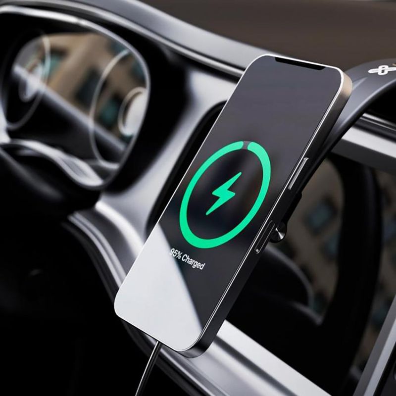Soporte para Auto con Cargador Inalámbrico Magnético 15W Negro