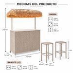 Set de Bar Sunny con 3 Piezas Barra y 2 Bancos Altos Estilo Tropical